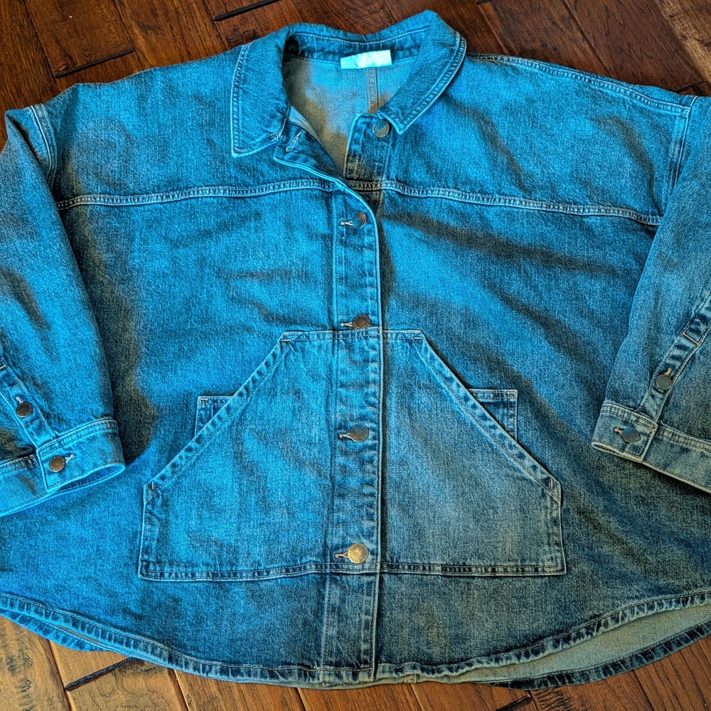 Lane Bryant Denim Blue Jean Chore Coat Jacket size 24 - 30 Vintage Style + Fit
